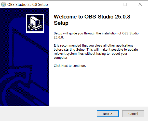 Abbildung 1: OBS Installationsfenster 1